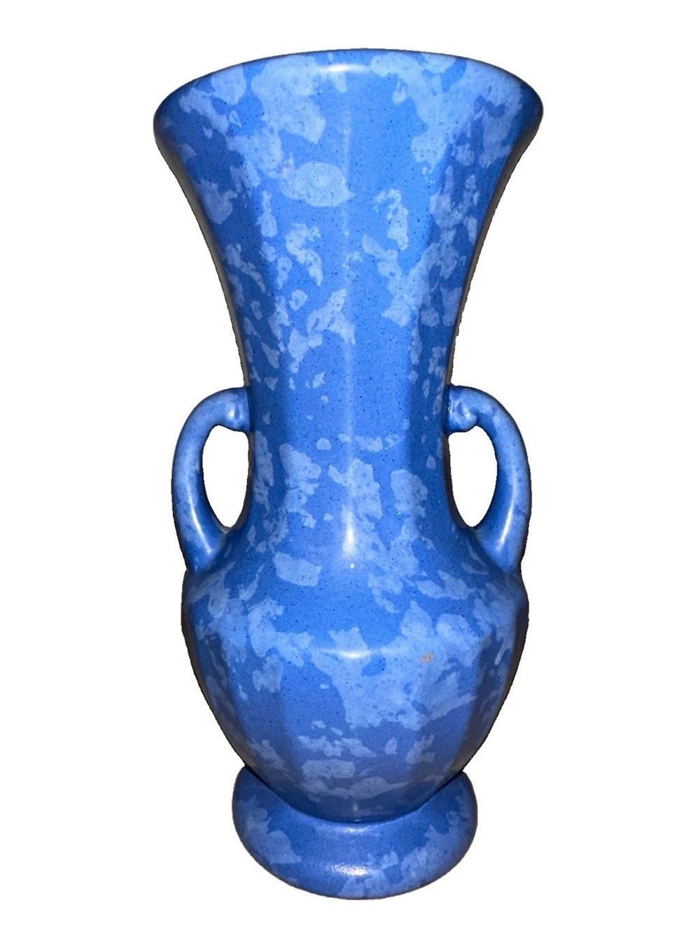 Rumrill Red Wing 1930’s Blue Mottled Double Handled Art Deco Ceramic Vase #285